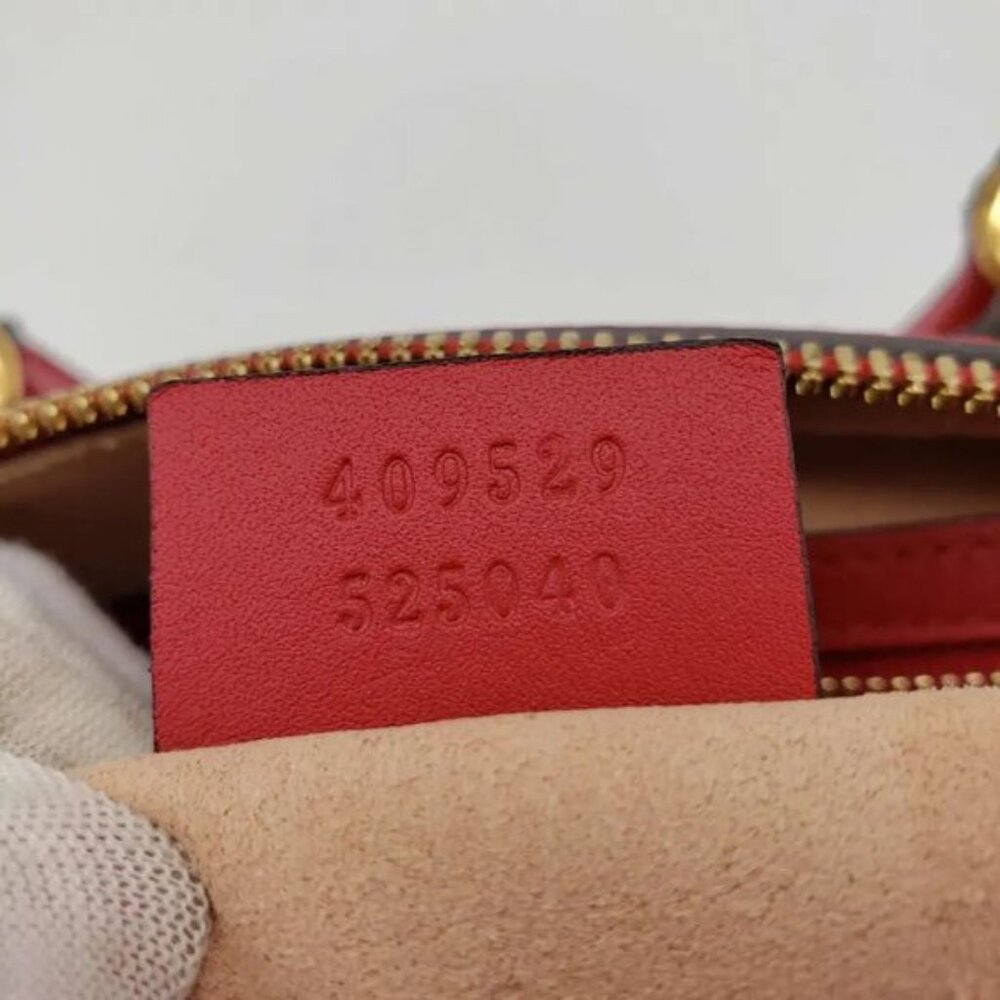 Authentic Gucci GG Supreme Tian Heart Snake Boston Bag Red Leather Crossbody - Picture 12 of 13